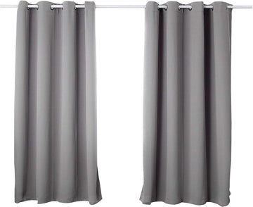 Set van 2 thermische verduisteringsgordijnen met ogen | Donkergrijs | 117x138 cm