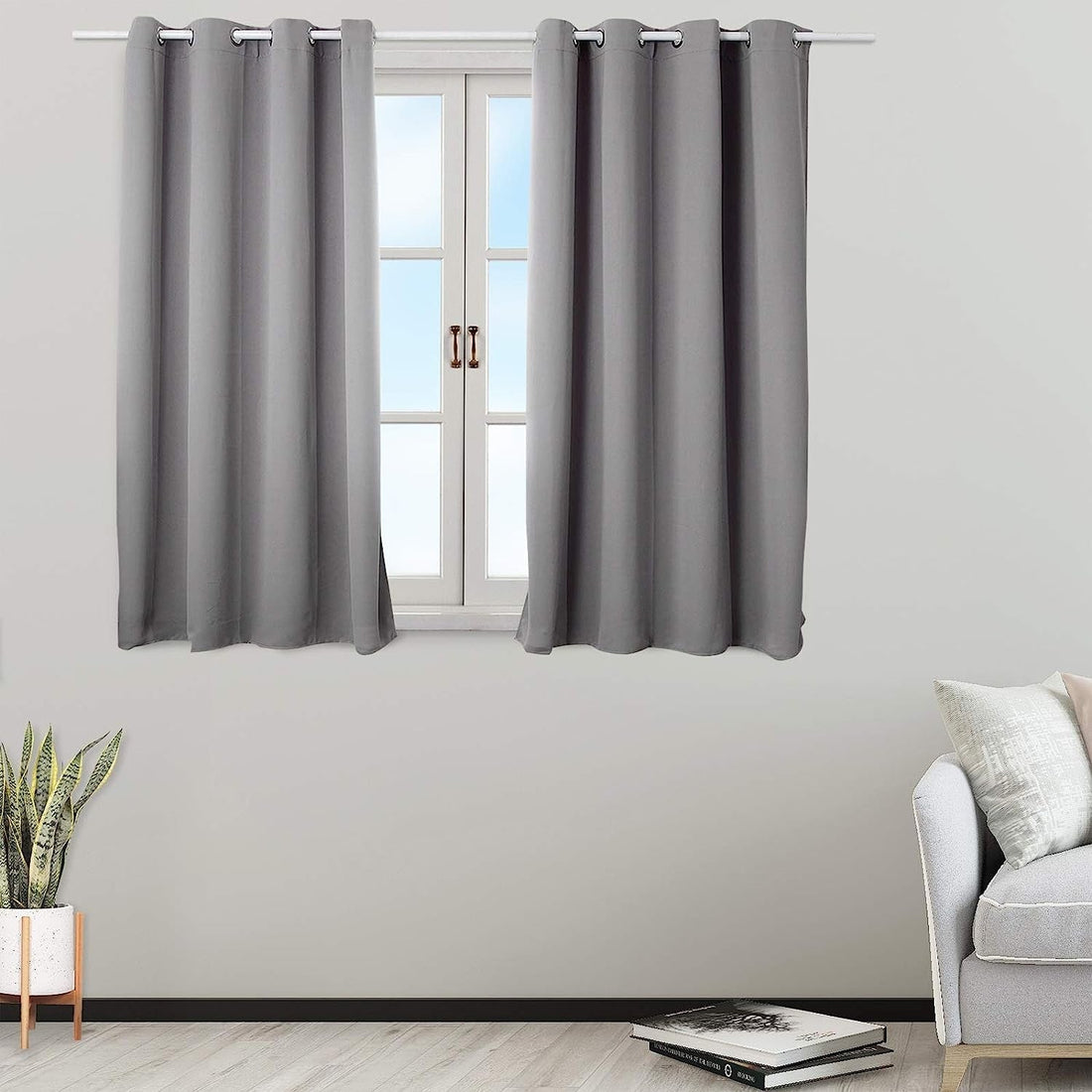 2-delige warmte-isolerende verduisteringsgordijnen met ringen | Donkergrijs | 135x225 cm