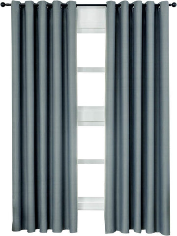 Set van 2 verduisteringsgordijnen met ogen | Leisteengrijs | 135x245 cm