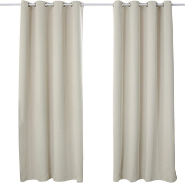 Set van 2 thermoverduisteringsgordijnen met ogen | Beige | 135x225 cm