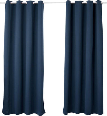 Set van 2 verduisterende thermogordijnen met ogen | Donkerblauw | 135x225 cm