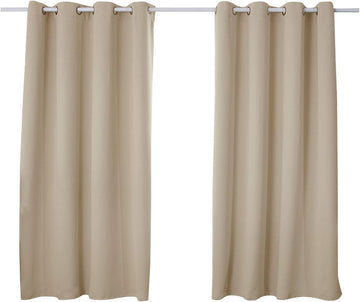 Set van 2 verduisterende thermogordijnen met ogen | Zand | 135x245 cm