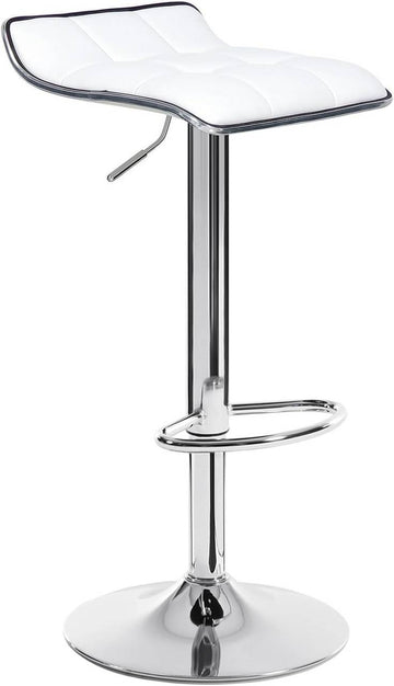 Barhocker kunstleren zitting verchroomd staal wit | Wit | 38x40x64-86 cm