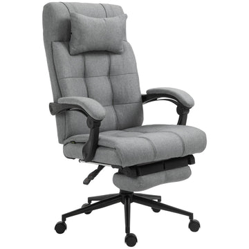 Ergonomische bureaustoel met voetensteun | Kleur: Lichtgrijs | Afmetingen: 66x70x116-124 cm