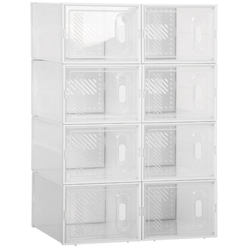 Schoenenkast 8 vakken - Modulaire schoenopberger | Kleur: Transparant | Afmetingen: 25x35x19 cm