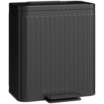 Keukenafvalemmer 2 x 20 L met voetpedaal | Kleur: Zwart | Afmetingen: 36,5x45,5x51 cm
