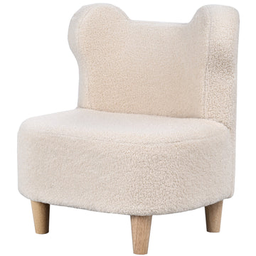 Kinderfauteuil met berenoren - Pluche | Kleur: Wit | Afmetingen: 47x43x53 cm