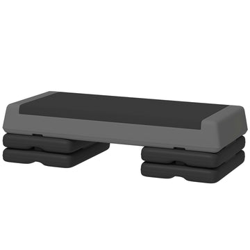 Verstelbare fitness stepper | Kleur: Grijs-zwart | Afmetingen: 36x77x10.5/15.5/20.5 cm