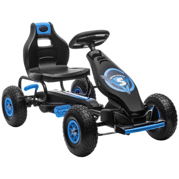 Kinder go-kart met verstelbare stoel | Kleur: Blauw+Zwart | Afmetingen: 58x121x61 cm