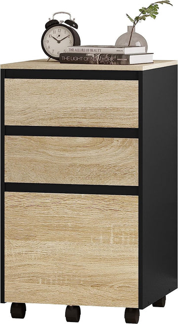 Mobiele archiefkast met 3 laden en wielen | 40x40x70 cm