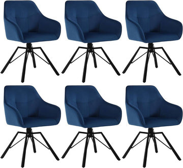 Draaibare eetkamerstoelen met armleuningen 6-delige set | Blauw | 58,5x54,5x82,5 cm