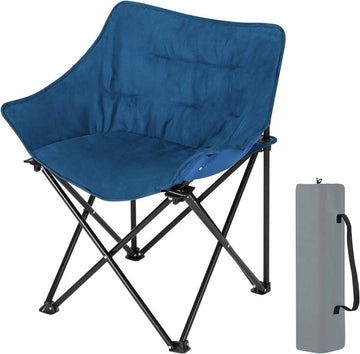 Opvouwbare gewatteerde campingstoel van imitatie suède en Oxford-stof | Blauw | 63x44,5x73,5 cm