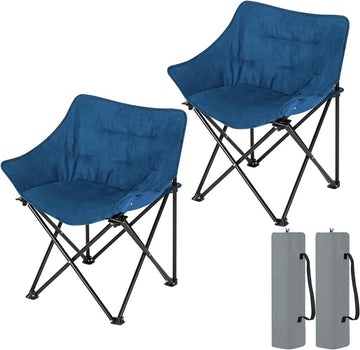 Opvouwbare campingstoel met kussen 2-delige set | Blauw | 63x44,5x73,5 cm