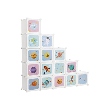 Opbergkast voor kinderen met ruimtethema - kubusrek - 123 x 31 x 123 cm