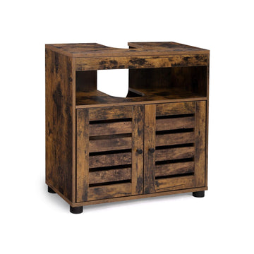 Badkamer wastafelonderkast vintage bruin spaanplaat 60x30x63 cm