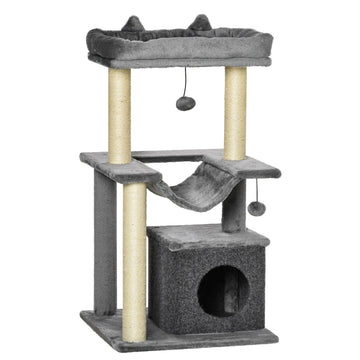 Kattenboom met krabpaal - Kattentoren | Kleur: Grijs | Afmetingen: 48x48x90 cm