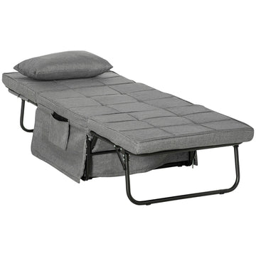 4-in-1 vouwbed - Slaapbank, fauteuil en logeerbed | Kleur: Grijs | Afmetingen: 75x188x38 cm