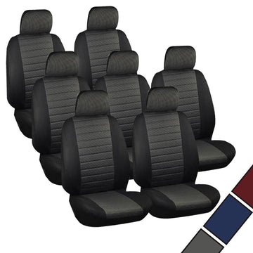 7-delige set autostoelhoezen voor bestelwagen | Zwart-rood