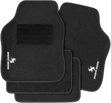 4-delige automattenset antislip met hielbeschermers | Zwart