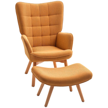 Relaxfauteuil met voetenbank - Corduroy look | Kleur: Bruin | Afmetingen: 80x72x101 cm