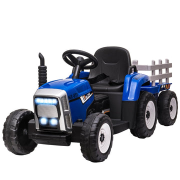 Elektrische kinderauto met aanhanger - 3-6 jaar | Kleur: Blauw | Afmetingen: 136.5x50x52.5 cm