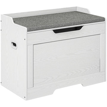Opbergkist met zitkussen - Zitbank | Kleur: Wit+Grijs | Afmetingen: 40x75x56 cm