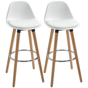 2 barkrukken - Scandinavische barstoelen | Kleur: Wit | Afmetingen: 42.5x38.5x91 cm