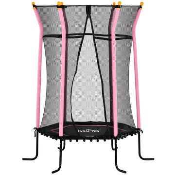 Kindertrampoline Ø163,5 cm met net | Kleur: Zwart-roze | Afmetingen: 163,5x163,5x190 cm