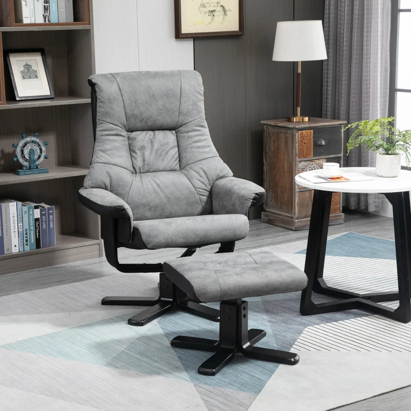Relaxliege mit Hocker - Drehbarer Fernsehsessel | Farbe: Grau | Abmessungen: 78x82.5x109 cm