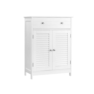 Badkamerkast met louvredeuren - mat wit - 60 x 30 x 80 cm
