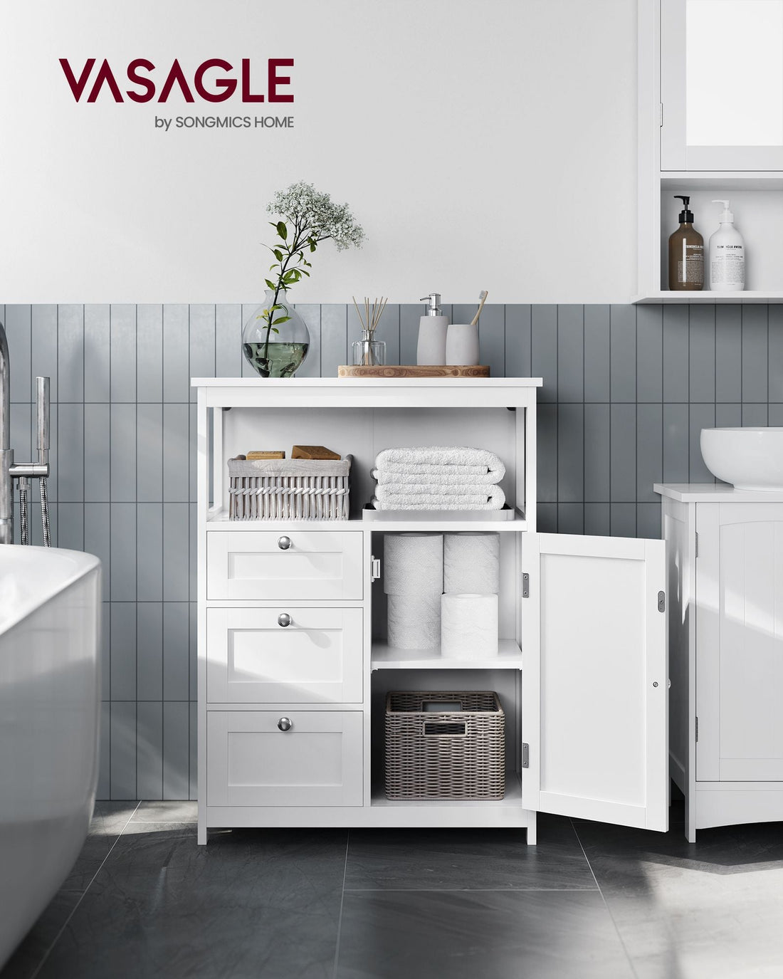 Witte badkamerkast - MDF - 90 kg draagvermogen - 30 x 60 x 80 cm