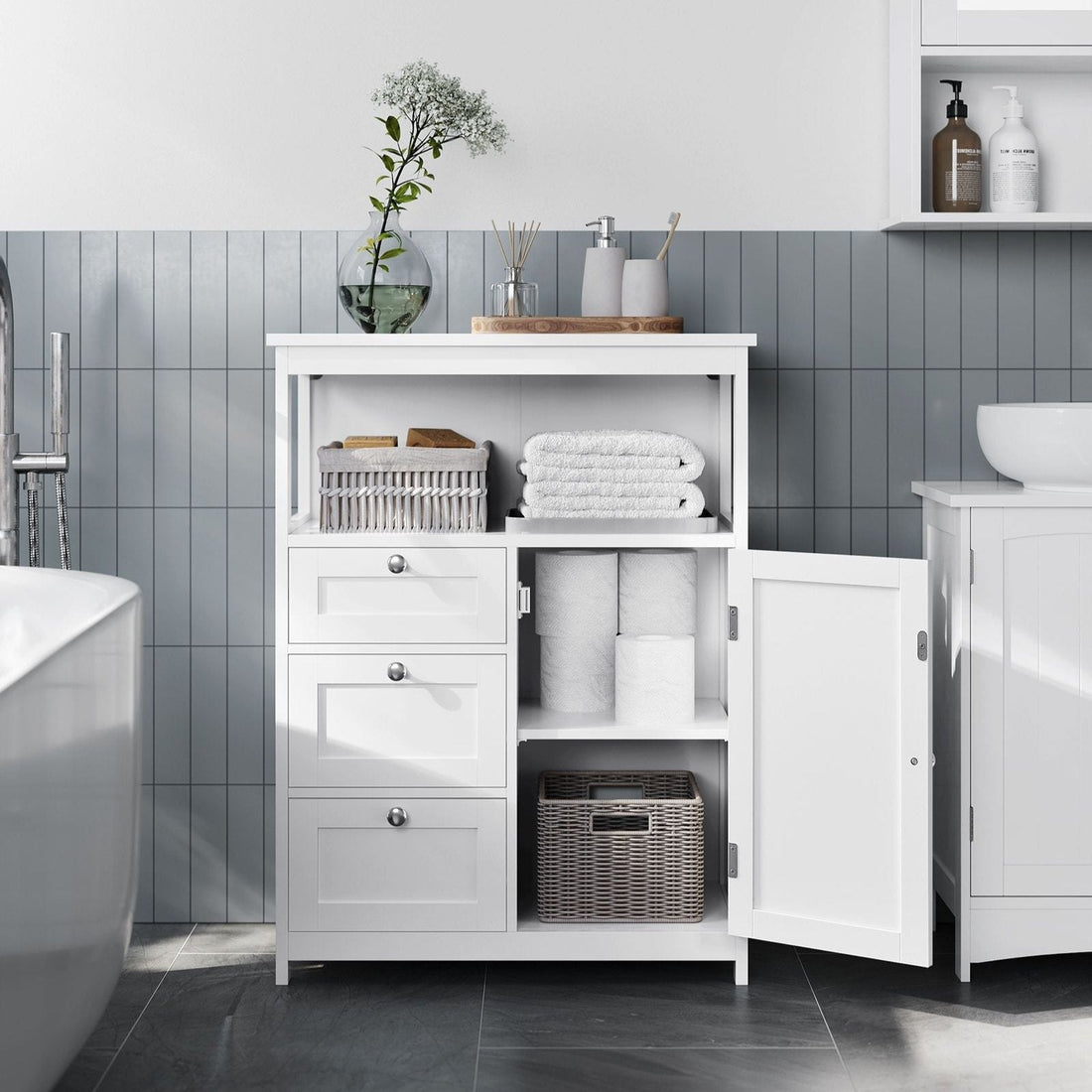 Witte badkamerkast - opbergkast - MDF - max. 90 kg - 30 x 60 x 80 cm