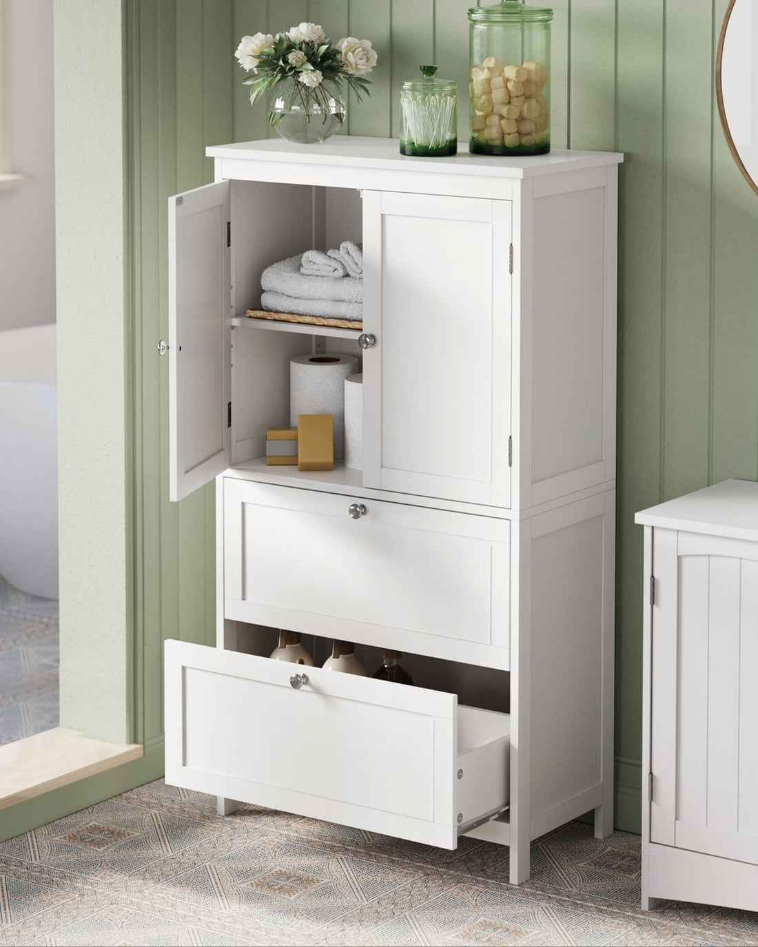 Witte badkamerkast - opberger - MDF - 30 x 60 x 110 cm