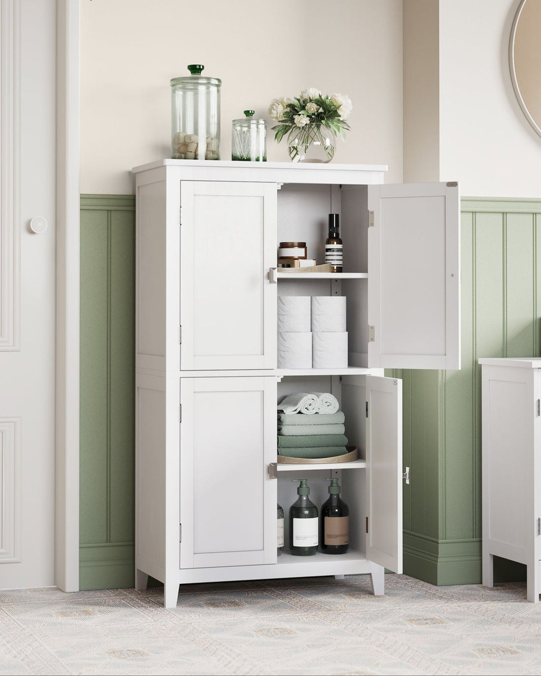 Witte badkamerkast - MDF - ruime opbergruimte - 30 x 60 x 110 cm