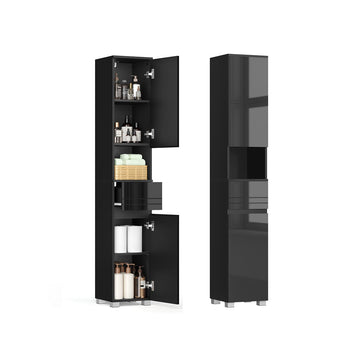 Hoge opbergkast - zwart - MDF - ruimtebesparend - 30 x 30 x 170 cm