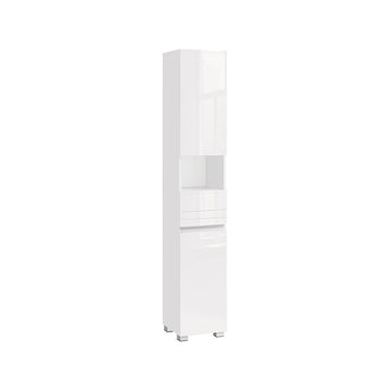 Klassieke witte badkamerkast MDF - opbergkast - 30 x 30 x 170 cm - 10 kg draagvermogen