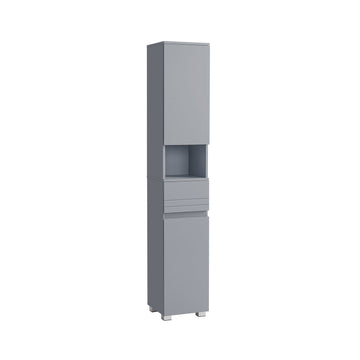 Badkamerkast grijs MDF – hoge opbergkast 30 x 30 x 170 cm