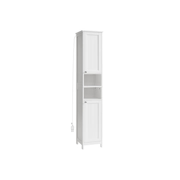 Badkamerkast met opbergruimte - hoge kast - MDF - wolkwit - 30x30x170 cm
