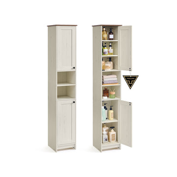Badkamerkast zonder gereedschap | Vintagewit | 30x30x170 cm