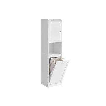 Badkamerkast met wasmand - MDF opbergkast - ruimtebesparend - 40 x 40 x 170 cm