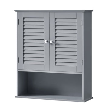 Wandkast badkamer met verstelbare planken en lamellendeuren | Grijs | 60x20x70 cm