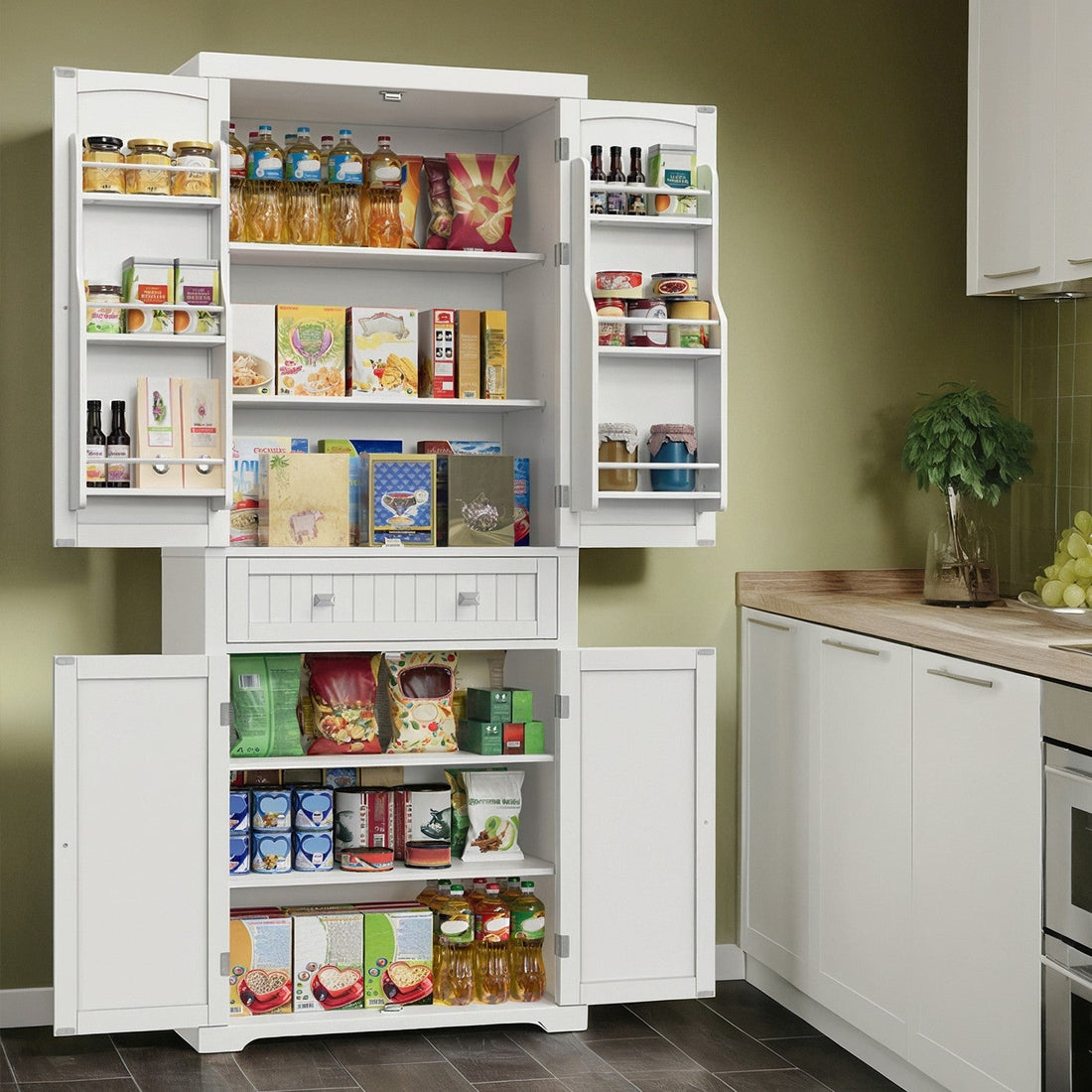 Hoge keukenkast - buffetkast - verstelbare planken - 40 x 76 x 182,1 cm