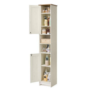 Badkamerkast met verstelbare planken | Wit | 30x30x170 cm