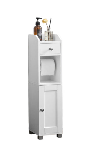 Witte opbergkast - MDF - smalle kast - kantelbeveiliging - 20 x 18 x 76,7 cm
