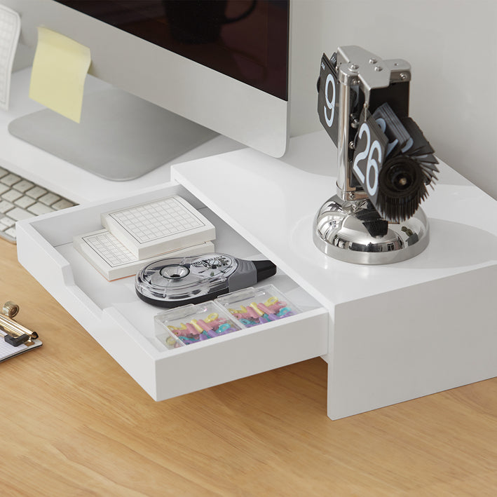 Verstelbare Bamboe Monitorstandaard - Dubbele Monitorverhoger - Bureau-organizer met Laden - Draaibare Zijkanten - Kabelbeheer - Verlichting van Nekpijn - 60-107cm x 11cm x 22cm