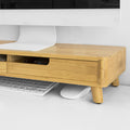 Bamboo Monitor Riser Stand met 2 Laden - Bureau-organizer - Toetsenbordopslag - Antislipvoetjes - Ergonomisch ontwerp - 56 cm x 12 cm x 23 cm