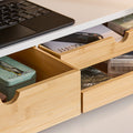 Monitor Stand Riser - Schermverhoging - Bureauorganizer - Ruimtebesparend - 3 Laden - MDF & Bamboe - 60x11x22cm