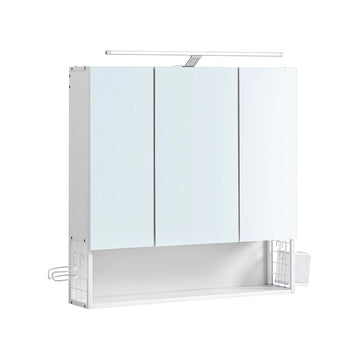 Witte badkamerkast - verstelbare planken, föhnhouder - 14,5 x 70 x 70 cm