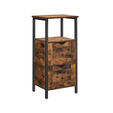Badkamerkast met 2 lades - opbergkast - vintage bruin-zwart - 37 x 30 x 80 cm