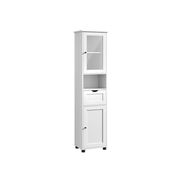 Badkamerkast met opbergrek - spaanplaat en glas - 30x40x165 cm - wit